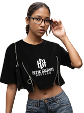 Load image into Gallery viewer, Ladies Home Grown Hustler Signature Croptop Zipper Tee
