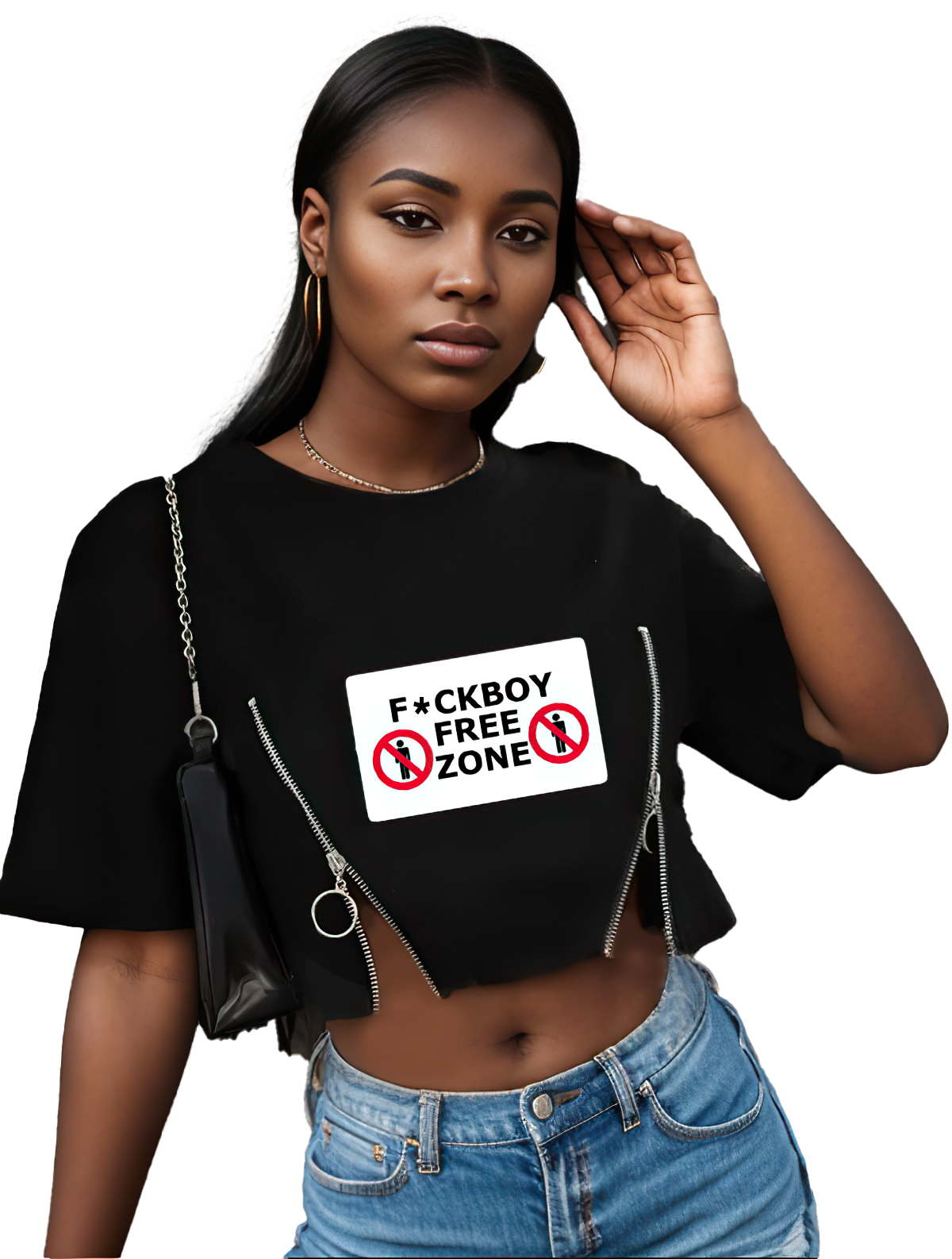 Ladies F*ckboy Free Croptop Zipper Tee