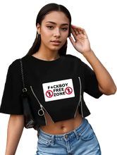 Load image into Gallery viewer, Ladies F*ckboy Free Croptop Zipper Tee
