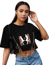 Load image into Gallery viewer, Ladies Women Pimpin vs Men Simpin Croptop Zipper Tee
