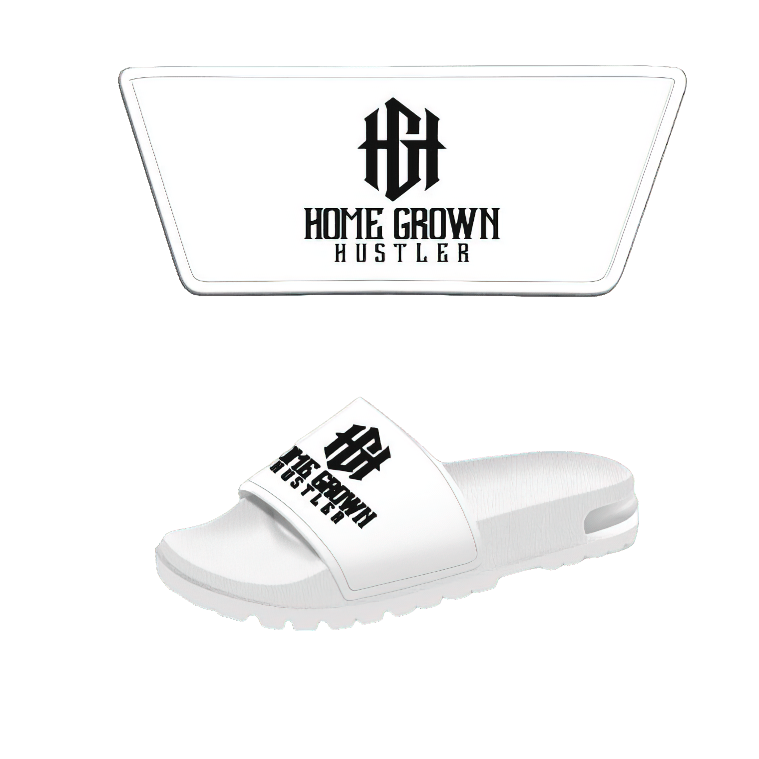 Home Grown Hustler White Slides